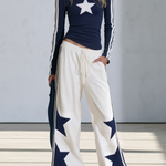 Retro Casual Athleisure Set Featuring A T-shirt-style Sweatshirt And Loose Wide-leg Pants