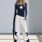 Retro Casual Athleisure Set Featuring A T-shirt-style Sweatshirt And Loose Wide-leg Pants