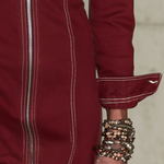 Western Contrast Stitch Zip-Front Denim Mini Shirt Dress