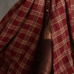Women's Red Plaid Long Sleeve Button-Up Shirt Maxi Dress