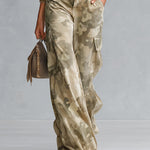 Retro Casual Khaki Camouflage Cargo Velour Pants