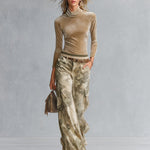 Retro Casual Khaki Camouflage Cargo Velour Pants