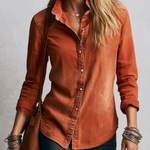 Rust Soft Cotton Relaxed Wash Button Down Shirt