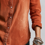 Rust Soft Cotton Relaxed Wash Button Down Shirt
