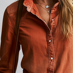 Rust Soft Cotton Relaxed Wash Button Down Shirt