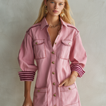 Dusty Pink Button Front Utility Mini Dress