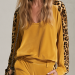 Retro Chic Yellow Leopard Print Velvet Top & Wide-Leg Pants Set