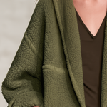 Women's Vintage-Style Elegant Olive Green Fleece Casual Jacket