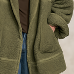 Women's Vintage-Style Elegant Olive Green Fleece Casual Jacket