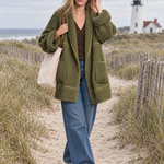 Women's Vintage-Style Elegant Olive Green Fleece Casual Jacket