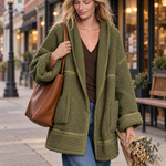 Women's Vintage-Style Elegant Olive Green Fleece Casual Jacket