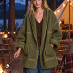 Women's Vintage-Style Elegant Olive Green Fleece Casual Jacket