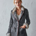 Classic Faux-Raw-Edge Grey Herringbone Wool-Blend Blazer