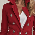 Women's Red Double-Breasted Denim Trench Coat