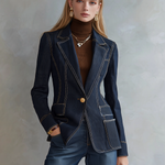 Dark Indigo Contrast Stitch Denim Blazer