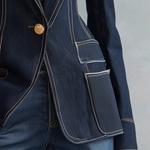 Dark Indigo Contrast Stitch Denim Blazer