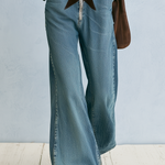 Hooded Star Patch Wide Leg Denim Jumpsuit
