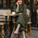 Olive Green Turtleneck Top & Relaxed Harem Pants Set