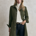 Vintage Military Olive Button Longline Utility Womens Coat