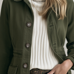 Vintage Military Olive Button Longline Utility Womens Coat