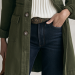 Vintage Military Olive Button Longline Utility Womens Coat