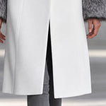 Retro Chic Faux Fur Collar White Single-breasted Wool Blend Coat