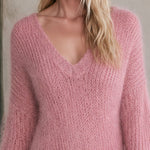 Retro Chic And Elegant Irregular Chiffon Ruffled Pink V-neck Knit Mini Dress