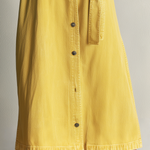 Modern Western Yellow Belted Button Front Denim Maxi Dress