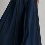 Vintage Military Dark Wash Gold Button Denim Maxi Dress