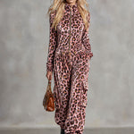 Fashionable And Casual Pink Leopard Print Velvet Jumpsuit