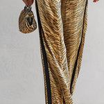 Chic Retro Tiger-Print Velvet Long-Sleeve Zip-Front Jumpsuit