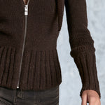 Stylish And Casual Brown Faux Fur Collar Knit Cardigan