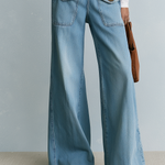Retro Western Light Wash Button Front Fringe Hem Wide Leg Denim Overalls