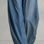 Casual Chic Oversized Leopard-Print Trim Blue Denim Jumpsuit