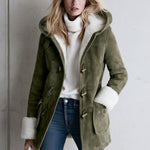 Casual And Warm Fleece-trimmed Faux Suede Duffle Coat