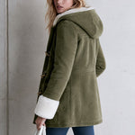 Casual And Warm Fleece-trimmed Faux Suede Duffle Coat