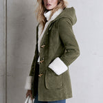 Casual And Warm Fleece-trimmed Faux Suede Duffle Coat