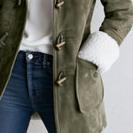 Casual And Warm Fleece-trimmed Faux Suede Duffle Coat