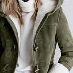 Casual And Warm Fleece-trimmed Faux Suede Duffle Coat