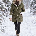 Casual And Warm Fleece-trimmed Faux Suede Duffle Coat