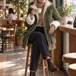 Casual And Warm Fleece-trimmed Faux Suede Duffle Coat