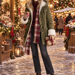 Casual And Warm Fleece-trimmed Faux Suede Duffle Coat
