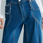 Boho Ombre Dip Dye High Rise Frayed Hem Wide Leg Jeans