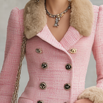 Vintage Faux Fur Patchwork Tweed Mini Skirt, Retro Chic Casual Everyday Style