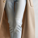 Stylish Cool Multi-pocket Oatmeal-colored Stand-collar Single-breasted Coat