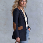 Women's Camel Faux Suede And Indigo Denim Blazer