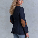 Women's Camel Faux Suede And Indigo Denim Blazer