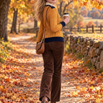 Retro Military Style Navy Blue Mustard Yellow Cable Knit Cardigan