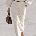 Retro Chic And Elegant Leopard Print Velvet Collar White Fleece Midi Dress