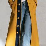 Women's Retro Color-Block Single-Breasted Tweed Coat For Fall Winter